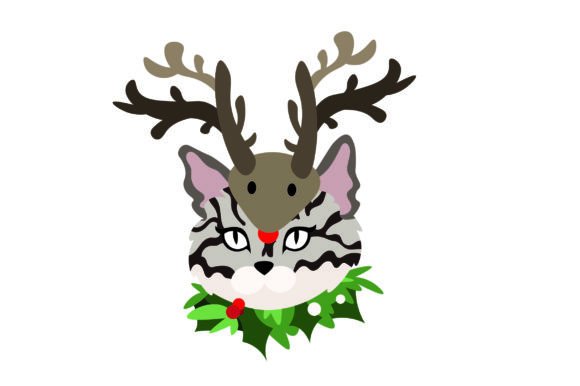 American Short Hair Cat with Christmas Decorations