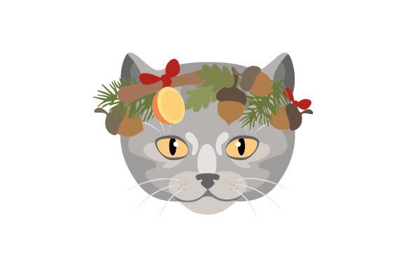 British Short Hair Cat with Christmas Decorations
