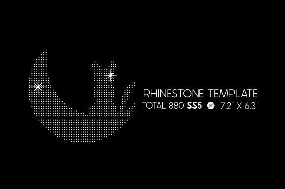 Halloween Cute Cat on the Moon Rhinestone Template