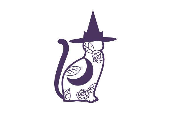Intricate Cut Halloween Cat with Witch Hat