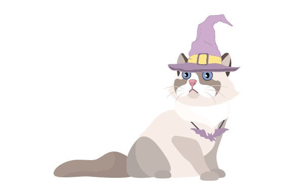 Ragdoll Cat Halloween Embroidery Design