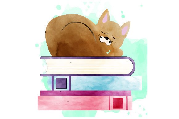 Watercolor Cat on Books Embroidery Review