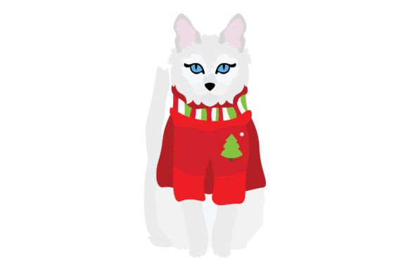White Cat Wearing Christmas Sweater Embroidery Design Review